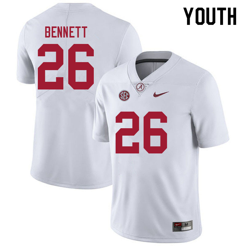 Alabama Crimson Tide Youth Jonathan Bennett #26 White NCAA Nike Authentic Stitched 2021 College Football Jersey SL16G78BR